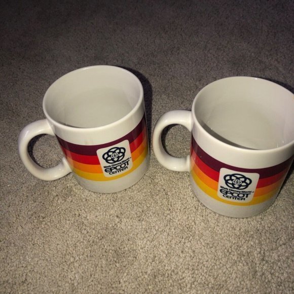 Vintage Walt Disney World Epcot Center Striped Coffee Mug Set (2) - Picture 12 of 13